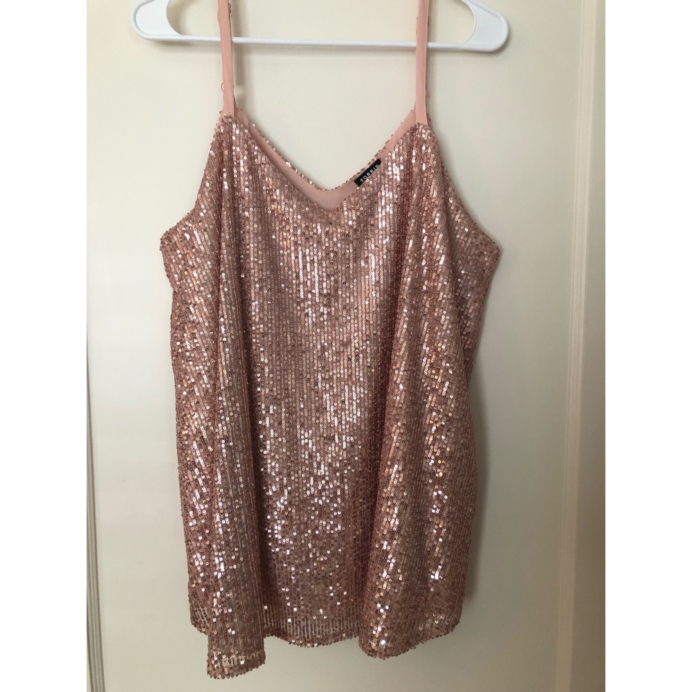 Rose gold sequin tank top